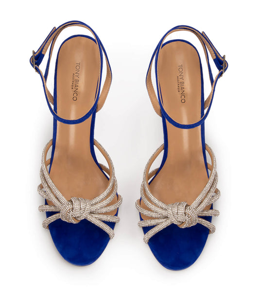 Azure Tony Bianco Kyla Azure Suede 11cm Strappy Heels | FPHHY90355