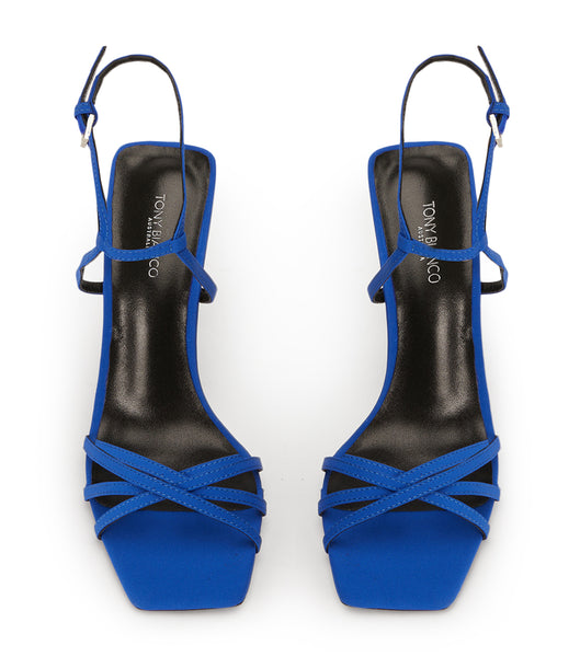 Azure Tony Bianco Nomad Azure Crepe 10.5cm Strappy Heels | YPHGT89033