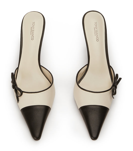 Beige / Black Tony Bianco Shirley Bone/Black 8cm Low Heels | FPHHY23153