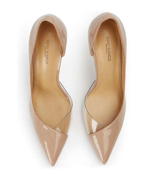 Beige Tony Bianco Adore Coco Patent/Clear Vinylite 10.5cm Court Shoes | DPHVO84288