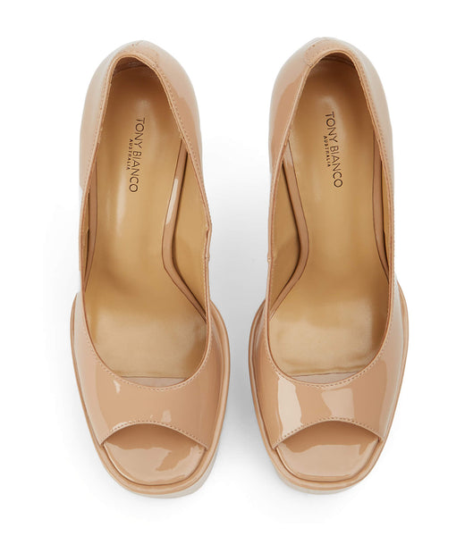 Beige Tony Bianco Jolee Nude Patent 15cm Platform Shoes | PHZPD29822