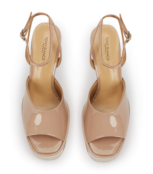 Beige Tony Bianco Journey Coco Patent 15cm Platform Shoes | PHXMI74909