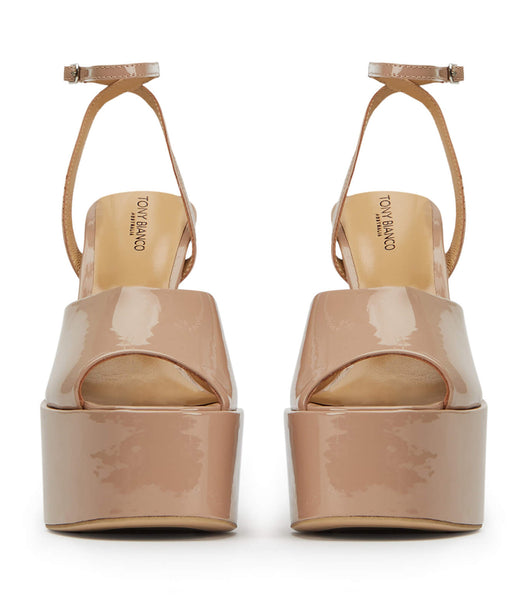 Beige Tony Bianco Journey Coco Patent 15cm Platform Shoes | PHXMI74909