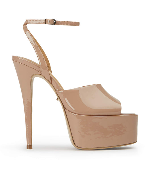 Beige Tony Bianco Journey Coco Patent 15cm Platform Shoes | PHXMI74909