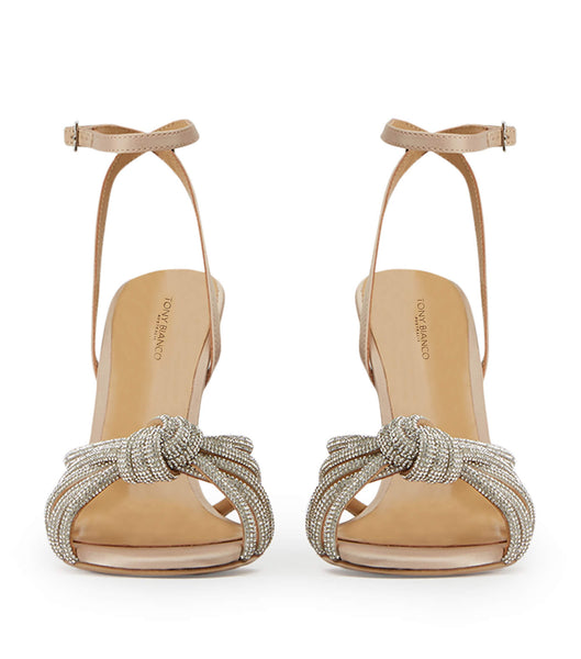 Beige Tony Bianco Kyla Nude Satin 11cm Bling Heels | PHXMI32150