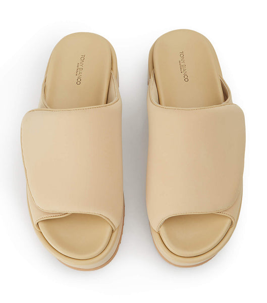 Beige Tony Bianco Roxana Nude Scuba 6cm Slides | MPHFT20678