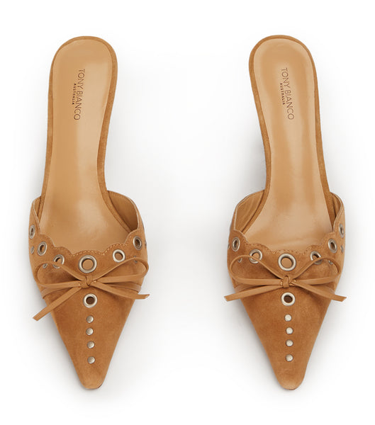 Beige Tony Bianco Shae Butterscotch Suede 8cm Low Heels | BPHSO48479