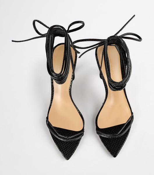 Black / Snake Tony Bianco Millie Black Snake 10.5cm Stiletto Heels | PHXMI26577