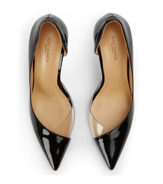 Black Tony Bianco Adore Black Patent/Clear Vinylite 10.5cm Court Shoes | PHNZX73300