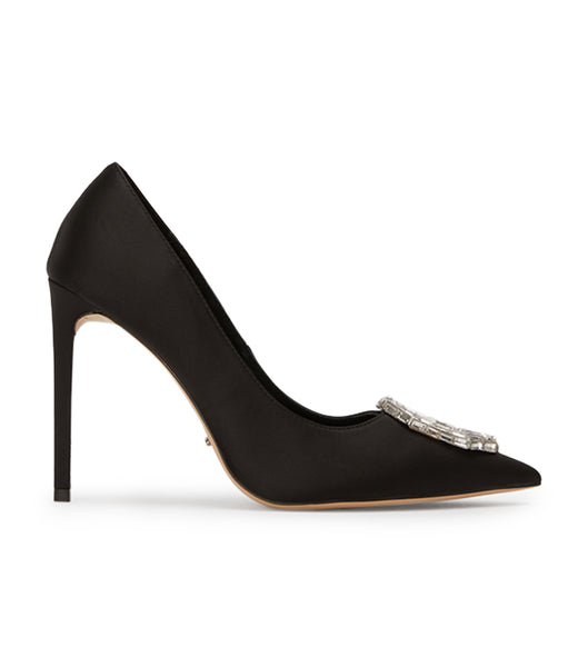 Black Tony Bianco Alison Black Satin 10.5cm Bling Heels | ZPHMJ17495