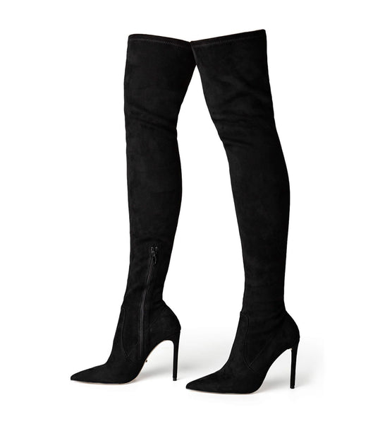 Black Tony Bianco Avah Black Stretch Suede 10.5cm Heeled Boots | PHEAH31439