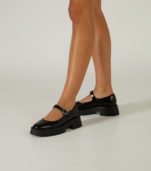 Black Tony Bianco Betsy Black Hi Shine 4.5cm Loafers | TPHPQ59104