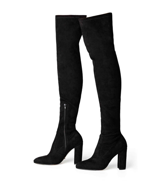 Black Tony Bianco Bloom Black Stretch Suede 9.5cm Heeled Boots | QPHWA27656