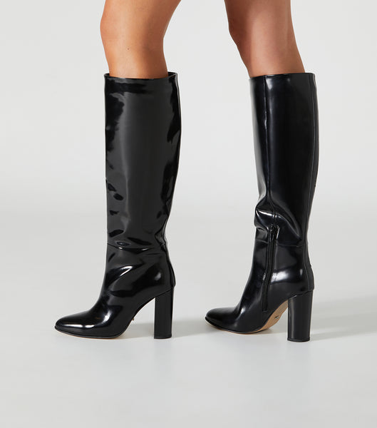 Black Tony Bianco Boss Black Hi Shine 9.5cm Mid Calf Boots | DPHVO95543