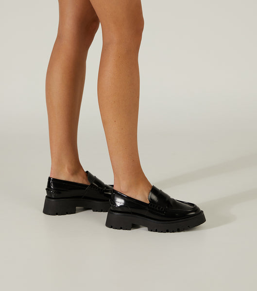 Black Tony Bianco Brooklyn Black Hi Shine 4.5cm Loafers | PHNZX91705