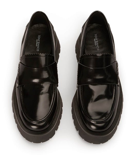 Black Tony Bianco Brooklyn Black Hi Shine 4.5cm Loafers | PHNZX91705