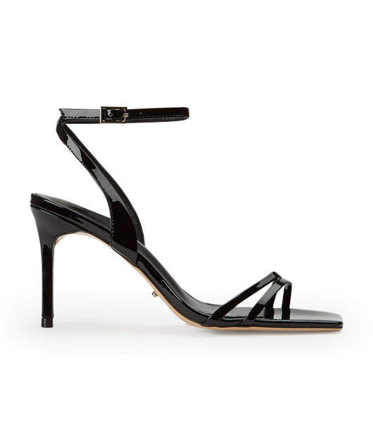 Black Tony Bianco Camelia Black Patent 8.5cm Strappy Heels | LPHSX74339