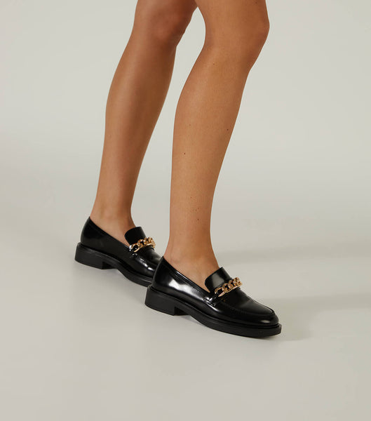 Black Tony Bianco Candice Black Hi Shine 4.5cm Loafers | ZPHMJ73196