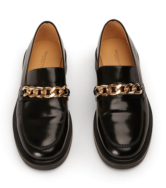 Black Tony Bianco Candice Black Hi Shine 4.5cm Loafers | ZPHMJ73196