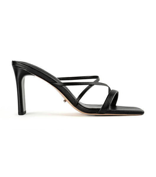 Black Tony Bianco Classic Black Nappa 8.5cm Strappy Heels | UPHND37892