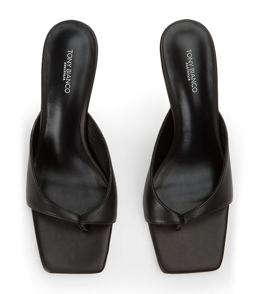 Black Tony Bianco Crystle Black Como 8.5cm Thong Sandals | SPHNY64980