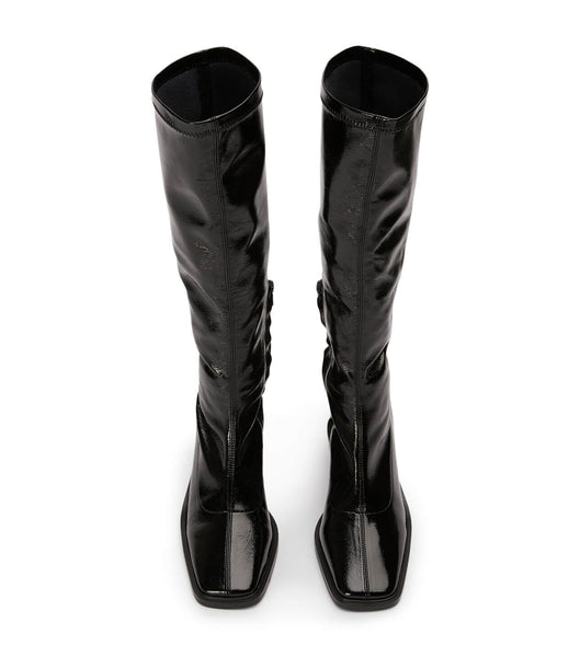 Black Tony Bianco Damon Black Crinkle Patent 7.5cm Knee High Boots | MPHFT50148