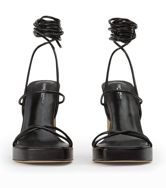 Black Tony Bianco Deon Black Nappa 11.5cm Strappy Heels | QPHWA74108