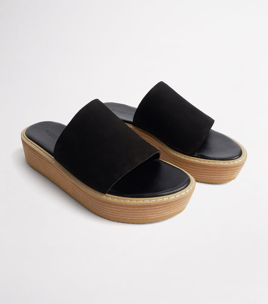 Black Tony Bianco Elke Black 4.5cm Flat Sandals | PHXMI93089