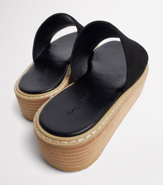 Black Tony Bianco Elke Black 4.5cm Flat Sandals | PHXMI93089