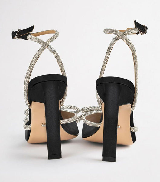 Black Tony Bianco Elsie Black Satin 10.5cm Bridal Heels | PHIIZ31867