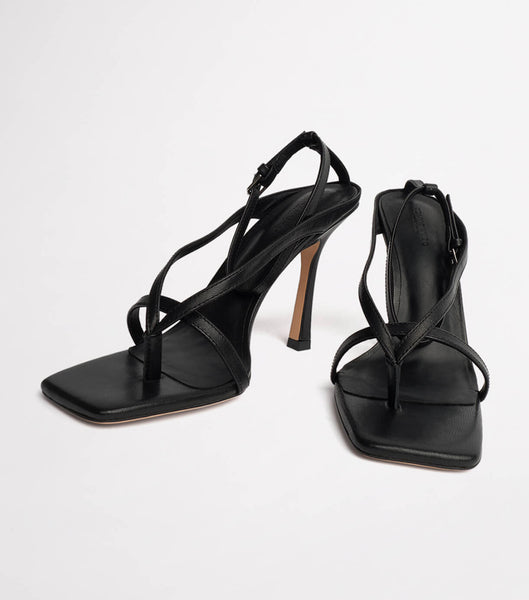 Black Tony Bianco Faythe Black Kid 10.5cm Strappy Heels | SPHNY75562