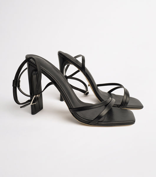 Black Tony Bianco Fiance Black Kid 11cm Strappy Heels | PHEAH15525