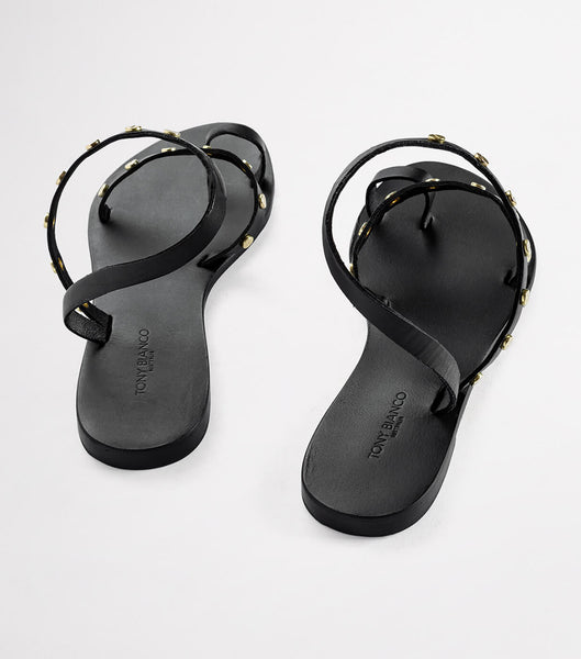 Black Tony Bianco Finola Black 1cm Flat Sandals | PHJVR31218