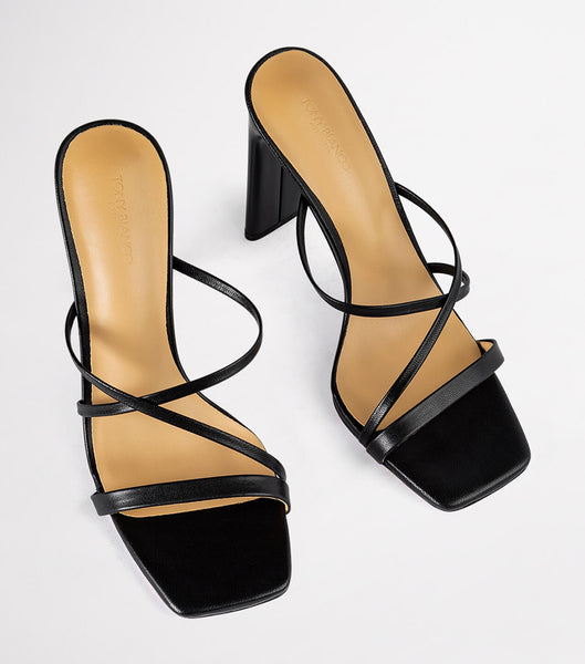 Black Tony Bianco Fior Black Kid 11cm Strappy Heels | PHZPD94853