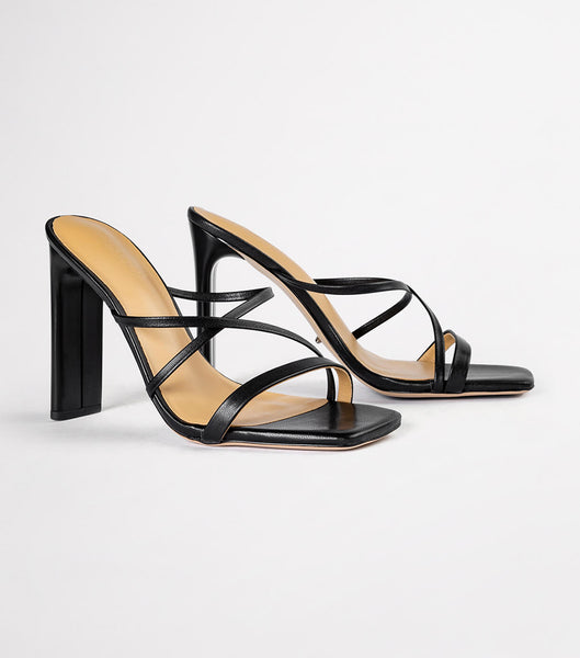 Black Tony Bianco Fior Black Kid 11cm Strappy Heels | PHZPD94853