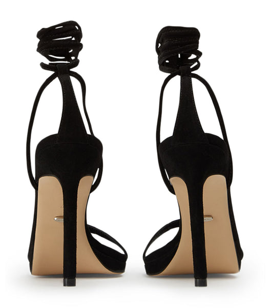 Black Tony Bianco Fleur Black Suede 11cm Strappy Heels | PHXBR35523