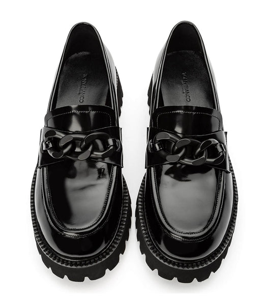 Black Tony Bianco Georgi Black Hi Shine 4cm Loafers | PHZPD68350