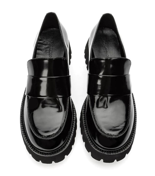 Black Tony Bianco Gisele Black Hi Shine 4cm Loafers | PHNEJ82409