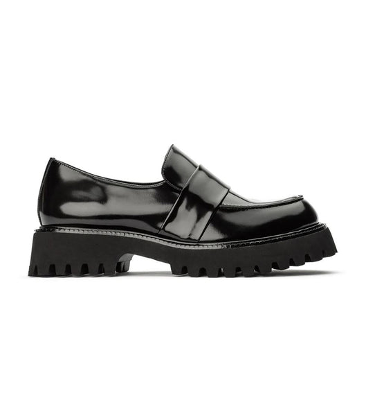 Black Tony Bianco Gisele Black Hi Shine 4cm Loafers | PHNEJ82409