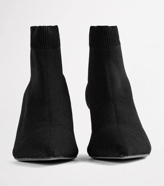 Black Tony Bianco Gwen Black Sock Knit 6.5cm Ankle Boots | DPHKV92921