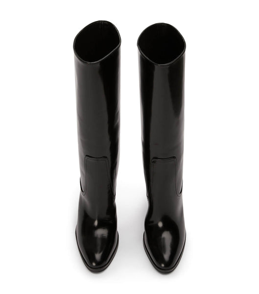 Black Tony Bianco Hadley Black Hi Shine 10.5cm Knee High Boots | APHDF13261