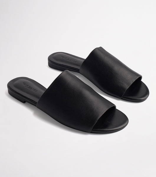 Black Tony Bianco Havier Black Sheep Nappa 1cm Slides | PPHQX91110