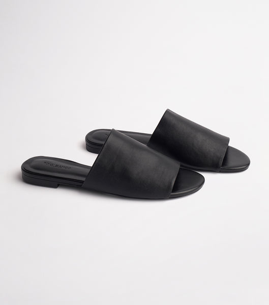 Black Tony Bianco Havier Black Sheep Nappa 1cm Slides | PPHQX91110