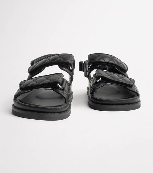 Black Tony Bianco Hiranni Black Sheep Nappa 3.5cm Flat Sandals | PHEGJ21054