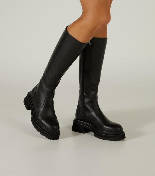 Black Tony Bianco Hitch Black Venice 5.5cm Knee High Boots | PHZDE87914