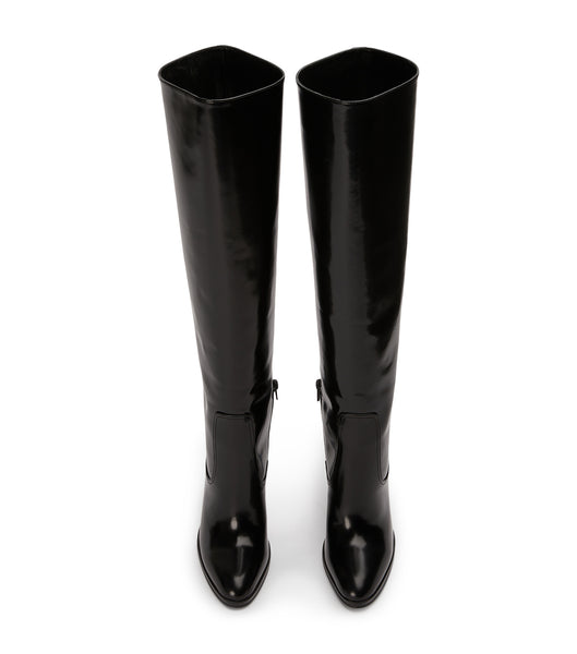 Black Tony Bianco Hot Black Hi Shine 10.5cm Mid Calf Boots | PHZPD33957