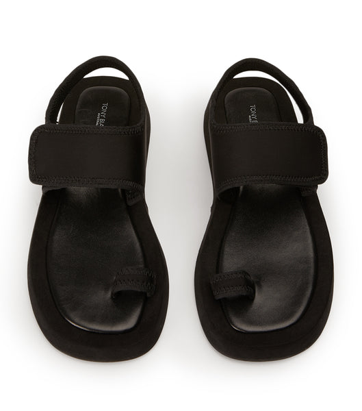 Black Tony Bianco Iso Black Neoprene 3.5cm Flat Sandals | PHNEJ92095