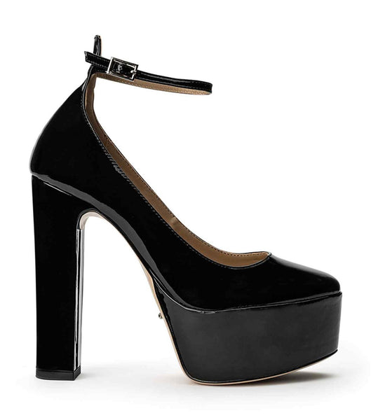 Black Tony Bianco Jaguar Black Patent 14cm Block Heels | PHCIF59515