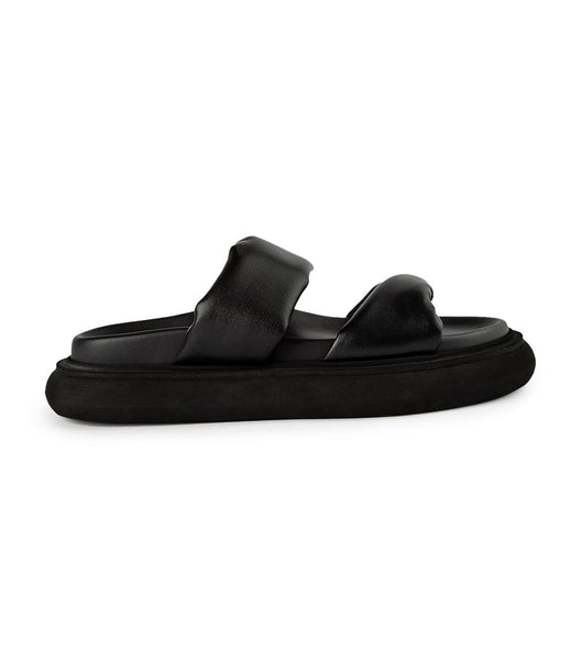 Black Tony Bianco June Black Nappa 3cm Flat Sandals | LPHTR58910