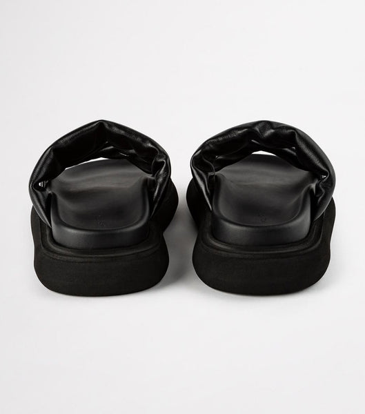 Black Tony Bianco June Black Nappa 3cm Slides | DPHVO66092